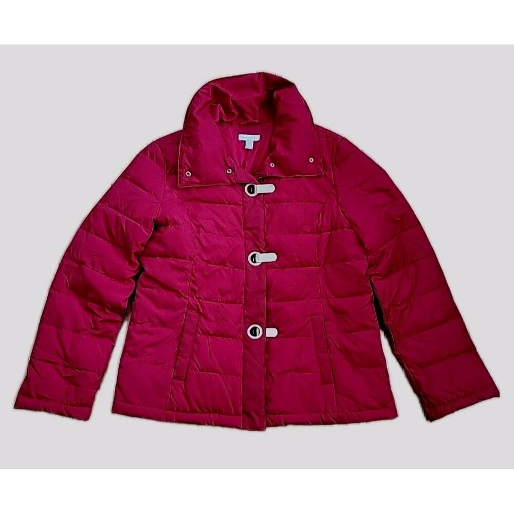 Charter Club Women's Puffer Jacket Coat Red Y2K Large Euc